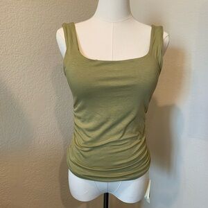 OGL Ruched Sides Square Neck Brami Tank Top Green Women M NWT Stretch Comfort